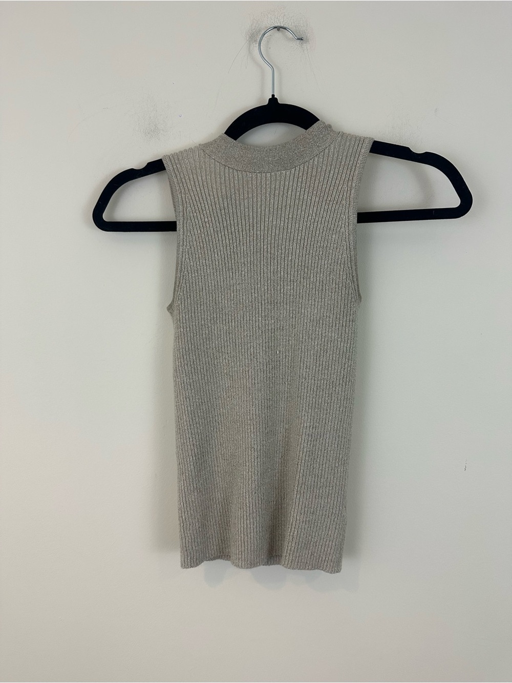 ett:twa Anthropologie Sleeveless Ribbed Mock Neck Tank Top Gold Metallic XS